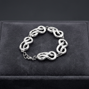 Pulseras de Cadena Entrelazada Infinita - Estilo Romántico, Pulseras y Brazaletes de Plata 925 - Product Image 1