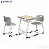 Ensemble de mobilier scolaire moderne et simple en métal et bois, chaise de bureau individuelle pour étudiant, table d'étude ergonomique à hauteur réglable