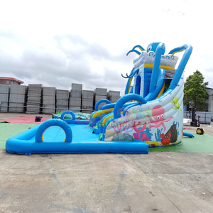 Toboggan gonflable giant octopus ocean park dual racing lanes inflatable water <b>slide</b> with splash <b>pool</b> - Product Image 4