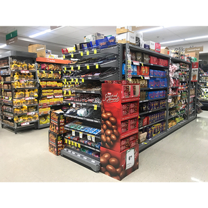 מדפים גונדולה עומד ללא תשלום לסופרמרקט מותאם אישית דו צדדי מתכת ועץ - Product Image 5