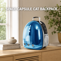 Tas Ransel Pengangkut Kucing Kapsul Luar Angkasa dengan Jendela Transparan Kubah Gelembung untuk Kucing dan Anak Kucing, Pemandangan Panorama, Ventilasi Udara, 7.5kg