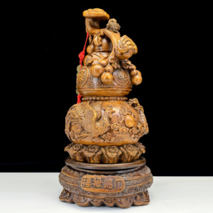 2024 gros Fengshui bois gourdes paire décoration jade gourdes <span class=keywords><strong>Wu</strong></span> <span class=keywords><strong>Lou</strong></span> décor en résine artisanat salon bureau décoration - Product Image 4