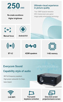 Everycom M8 Vidéo Support 1080P Projecteur de cinéma 4k Wifi Vidéo Smart Led Meilleur prix de projecteur Hd Led Projecteur