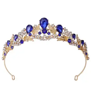 QS New bridal headpiece alloy rhinestone leaves small crown wedding dress accessories hair accessories