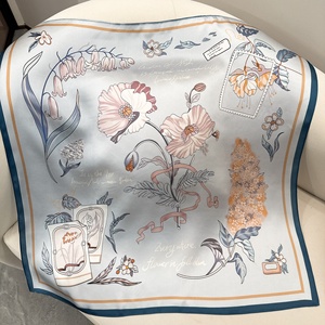 Nouveau Foulard Carré en Soie 100% <span class=keywords><strong>pour</strong></span> Femme, Style Européen, Imprimé à Pois et Blocs de Couleurs, Écharpe d'Été - Product Image 6