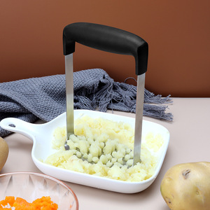 Stainless Steel Potato Masher With Black Handle Dishwasher Safe For Kitchen Use - Product Image 3