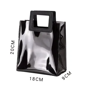 Ins Großhandel wasserdichte Kunststoff Geschenk benutzer definierte Farbe Logo gedruckt wieder verwendbare Mode dicke PVC-Einkaufstasche mit Leder griff