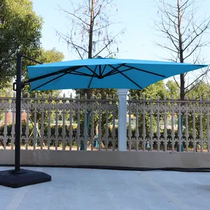 220g poliestere manovella piscina giardino esterno contemporaneo grande romano Alu blu Patio ombrellone con Led