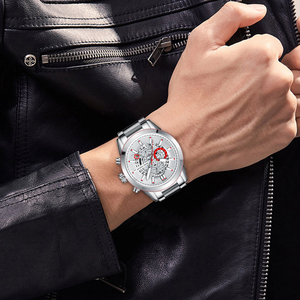 Skmei-montre de sport pour hommes, MINI FOCUS MF0285G, nouveau chronographe <span class=keywords><strong>noir</strong></span>, bracelet en <span class=keywords><strong>acier</strong></span> inoxydable, à Quartz, décontractée, <span class=keywords><strong>horloge</strong></span> - Product Image 3