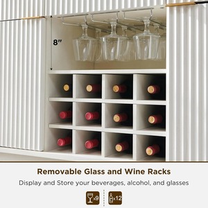 Mueble Bar Moderno Personalizado de Fábrica <span class=keywords><strong>con</strong></span> Diseño Acanalado para <span class=keywords><strong>Vino</strong></span> y Café, <span class=keywords><strong>con</strong></span> Cajones y Estantes Ajustables, Almacenamiento para Bar en Casa - Product Image 2