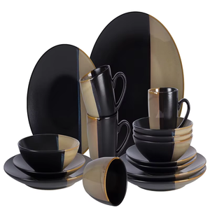 Nordic <b>Black</b> and Gold Edge Creative Western Family Gathering Supplies Ceramic Soup Bowls <b>Plates</b> and Cutlery Sets - Product Image 4