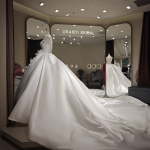 Vestidos de Novia Clásicos de Lujo, Elegantes Vestidos de Satén con Cola de Capilla, Apliques Florales 3D, Tallas Grandes, para Madres de Novia, Venta <span class=keywords><strong>al</strong></span> Por Mayor - Product Image 2