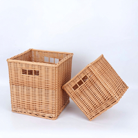Panier de rangement artisanal en saule naturel tressé, organisateur de bureau style ferme, panier de rangement pour cosmétiques pour coiffeuse