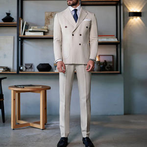 अनुकूलित पुरुषों के बार्ज कॉलर व्यवसाय उत्कृष्ट डबल ब्रीस्टेड अपस्केल दूल्हे आकस्मिक सूट दो टुकड़े सूट पुरुषों - Product Image 3