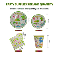 Assiettes en papier à thème animal de dessin animé pour enfants Vaisselle jetable pour dinosaures pour les fournitures de fête d'anniversaire