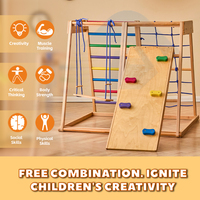 Arc-en-ciel en bois de haute qualité en bois enfant en bas âge ensemble d'escalade aire de jeux intérieure mur équipement d'escalade école pour chambre d'enfant en bas âge