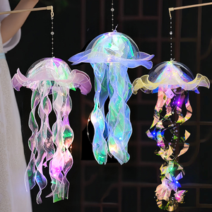Lampada a Forma di Medusa LED Decorazione Luminosa Sospesa per Feste a Tema Marino Lanterna Fai-da-Te Ornamenti Lampada Notturna per Camera Festa di Compleanno - Product Image 2