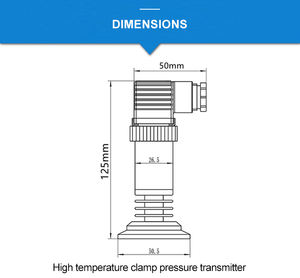 Morsetto tipo 50.5 sensore di pressione sanitario a filo ad installazione rapida 10bar 420ma trasduttore di pressione igienico con diaframma piatto 200C - Product Image 2