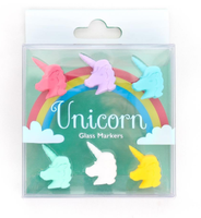 Moule en silicone, vente en gros, accessoires de bar, breloques pour verre à vin, 6 pièces, matériel en silicone non toxique, licorne, marqueur pour verre à vin en forme 3D