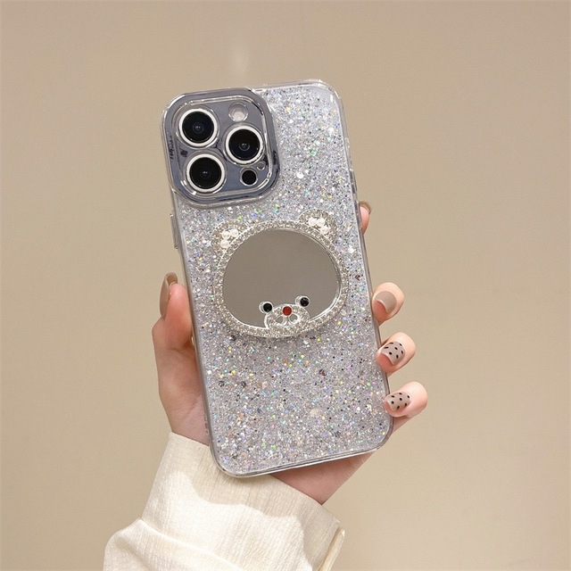 XP317 Sequin Bear Mirror Phone case Suitable for iPhone 17PROMAX 16PLUS 15PRO New