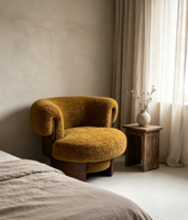 Fauteuil en alpaga de style rétro français, simple et élégant, adapté au salon, à la villa, à l'école, à la chambre, au bureau à domicile - Convient aux appartements