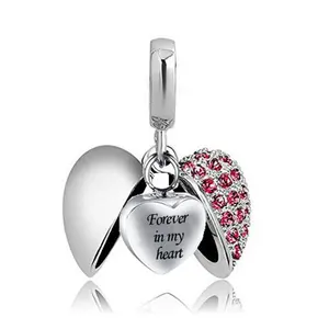 Custom commemorative family stainless steel pet ash pendant wing and heart shaped cremation urn mom jewelry for ashes