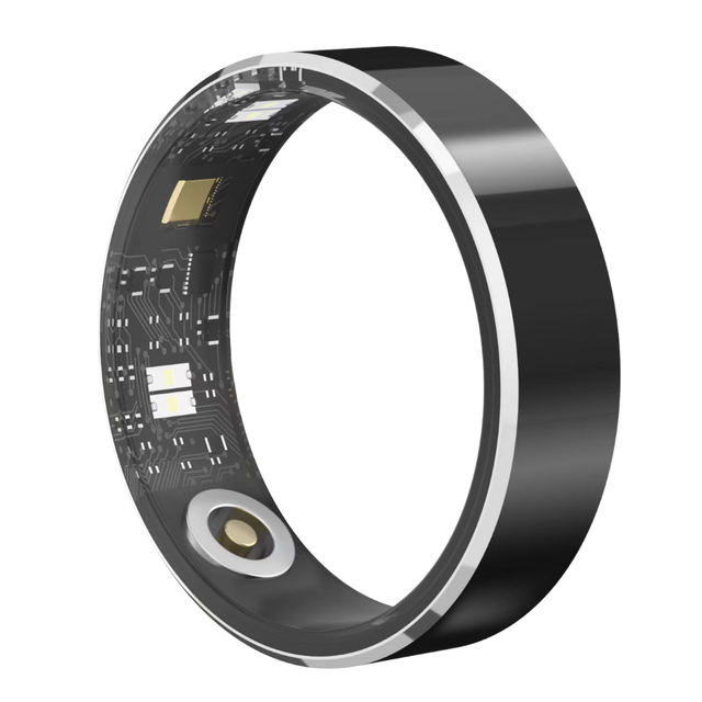 Fitness Smart Ring Steel Body Health Tracker Sports SpO2 HRV Monitor Sleep Activity Temperature Tracking IP68 Waterproof 5-7