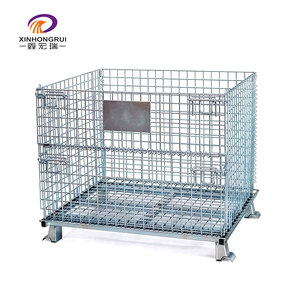 Heavy Duty Galvanized Collapsible Low Carbon Steel Q235 <strong>Wire</strong> <strong>Mesh</strong> Container Stackable Foldable <strong>Pallet</strong> Rack Warehouse Storage - Product Image 1