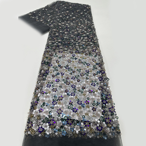 <strong>Cheap</strong> China Wholesale Nice Price Luxury African Multicolor Crystal Sequin Beaded Flower Guipure Embroidery <strong>Lace</strong> <strong>Fabric</strong> - Product Image 6
