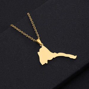 <span class=keywords><strong>Collier</strong></span> tendance en acier inoxydable avec pendentif carte de l'Érythrée, étanche, plaqué or, pendentif carte de l'Érythrée creux - Product Image 4