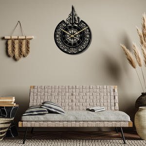 Horloges murales islamiques en métal, art de style <span class=keywords><strong>ethnique</strong></span> du Moyen-Orient, art du fer, horloges murales silencieuses de décoration de salon, vente en gros - Product Image 1