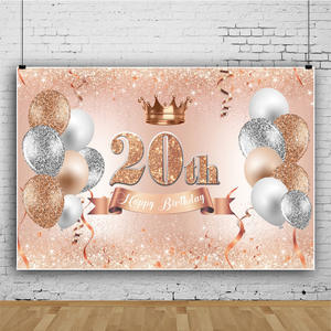 Partager 18 Ans 21 Ans Champagne Or Rose Or Joyeux Anniversaire Tissu Décoration Fête Bannière - Product Image 2