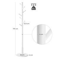 Porte-manteau d'entrée moderne VASAGLE avec 7 crochets arrondis, support à vêtements en bois massif autoportant pour vêtements, chapeaux, sacs à main, utilisation en garde-robe