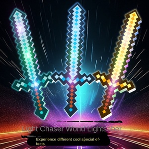 My MC World <span class=keywords><strong>Mini</strong></span> World Mosaic Glow Crystal Sword Arma de juguete Diamond Sword Pick Hecho de plástico Inspirado MC Game Fantasy Sci-Fi - Product Image 2