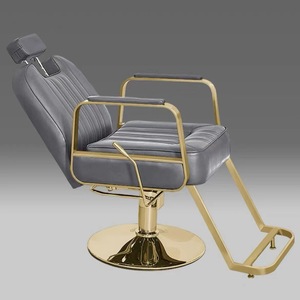 Silla de Barbería de Alta Calidad, Estilo Antiguo Negro y Dorado, Ajustable y Reclinable, Personalizable - Product Image 3