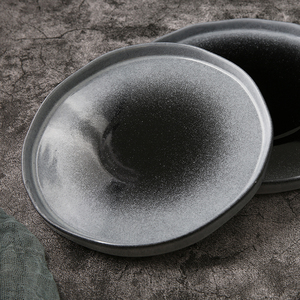 Assiettes rondes en céramique, service de table, irrégulier <span class=keywords><strong>gris</strong></span> <span class=keywords><strong>clair</strong></span>, vaisselle en grès de style occidental - Product Image 2