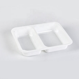 Boîte à lunch en plastique recyclable de qualité alimentaire <span class=keywords><strong>Lesui</strong></span>, plateau de repas pour compagnies aériennes, plats préparés, plateaux d'emballage alimentaire en CPET à 2 compartiments - Product Image 5