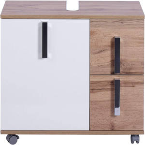 French Wood Black Double Sink Lights PVC Washroom <strong>Ready</strong> <strong>Made</strong> Basin Led <strong>Bathroom</strong> Cabinet - Product Image 5