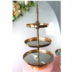 Support à gâteau pliable à 3 niveaux en métal nickelé de la meilleure qualité pour les fêtes de mariage Support à gâteau décoratif par Decor impex - Product Image 1