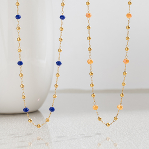 Collana in Pietra Naturale per Donne, Placcata in Oro PVD, Ipoallergenica, Elegante, alla Moda, con Cristalli Brillanti, Gioiello Charm, Regalo - Product Image 2