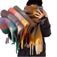 Écharpe d'hiver pour femmes Cachemire doux Pashmina Feuille Arc Motif Couverture épaisse Wrap Femme Echarpe Grand Gland Châle Poncho Long Chaud