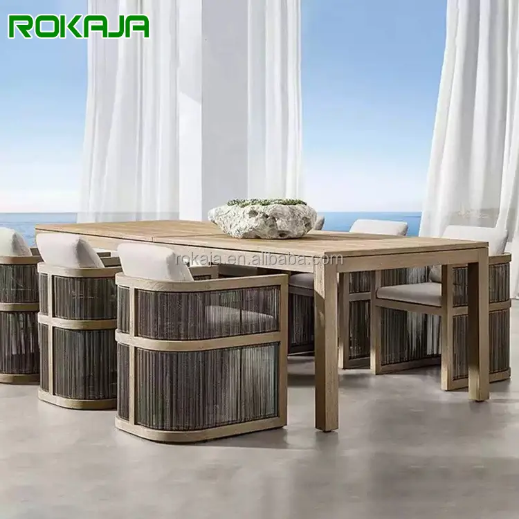 High-End Outdoor Tables And Chairs Set Villa Patio Garden Dining Set Outdoor Waterproof Teak Tables And Chairs Combination