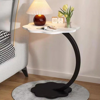 Petite table à thé en bois à double niveau avec structure en métal - Table d'appoint sur pied pour salon et chambre à coucher, usage domestique