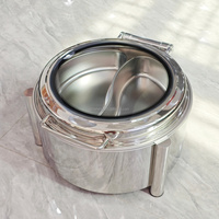 Chauffe-Plat Buffet Lefeng 6L en Acier Inoxydable, Réchaud Alimentaire à Alcool avec Contrôle Manuel de la Température, Argent, pour Hôtels et Traiteurs, 300W