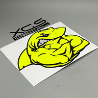 Calcomanías Personalizadas para Ventanas de Autos con Diseño de Tiburón Musculoso, Paquete al por Mayor, Vinilo Impermeable, Amarillo Fluorescente Neón, 1 Año de Garantía