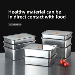 Large Capacity 304 Stainless Steel Crisper Modern Refrigerated Frozen Fresh Vacuum Sealed Storage <b>LUNCH</b> <b>Box</b> Kitchen - Product Image 2