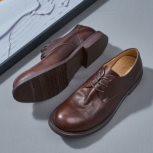 Scarpe Casual da <span class=keywords><strong>Uomo</strong></span> in Vera Pelle di Vacchetta, Stile Americano Retrò, Punta Tonda, <span class=keywords><strong>Basse</strong></span>, con Lacci, Traspiranti - Product Image 3