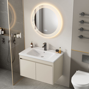 Meuble-lavabo de salle de bain haut de gamme de style européen avec fonction de rangement, meuble-lavabo de salle de bain avec miroir LED intelligent - Product Image 3