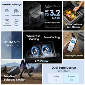 58L <b>Portable</b> Freezer Anker SOLIX 61QT Dual-Zone Electric Cooler 39H Battery Life Ice-Free Travel <b>Fridge</b> for Family Camp - Product Image 6