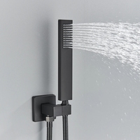 Système de douche mural noir mat à 2 fonctions, ensemble de douche pluie et cascade pour projets hôteliers, vente en gros OEM